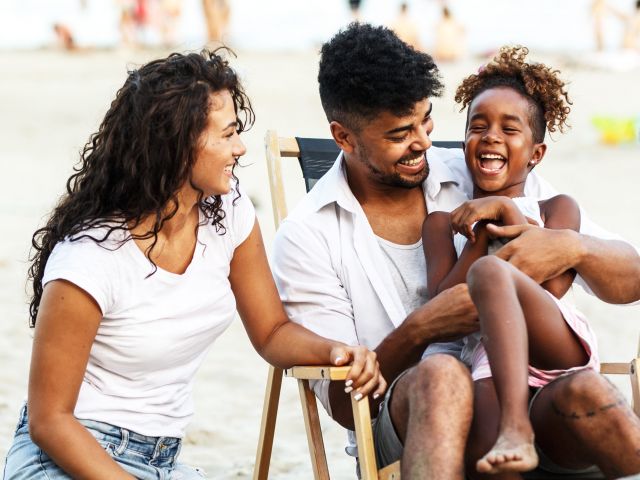 Family playing in sun