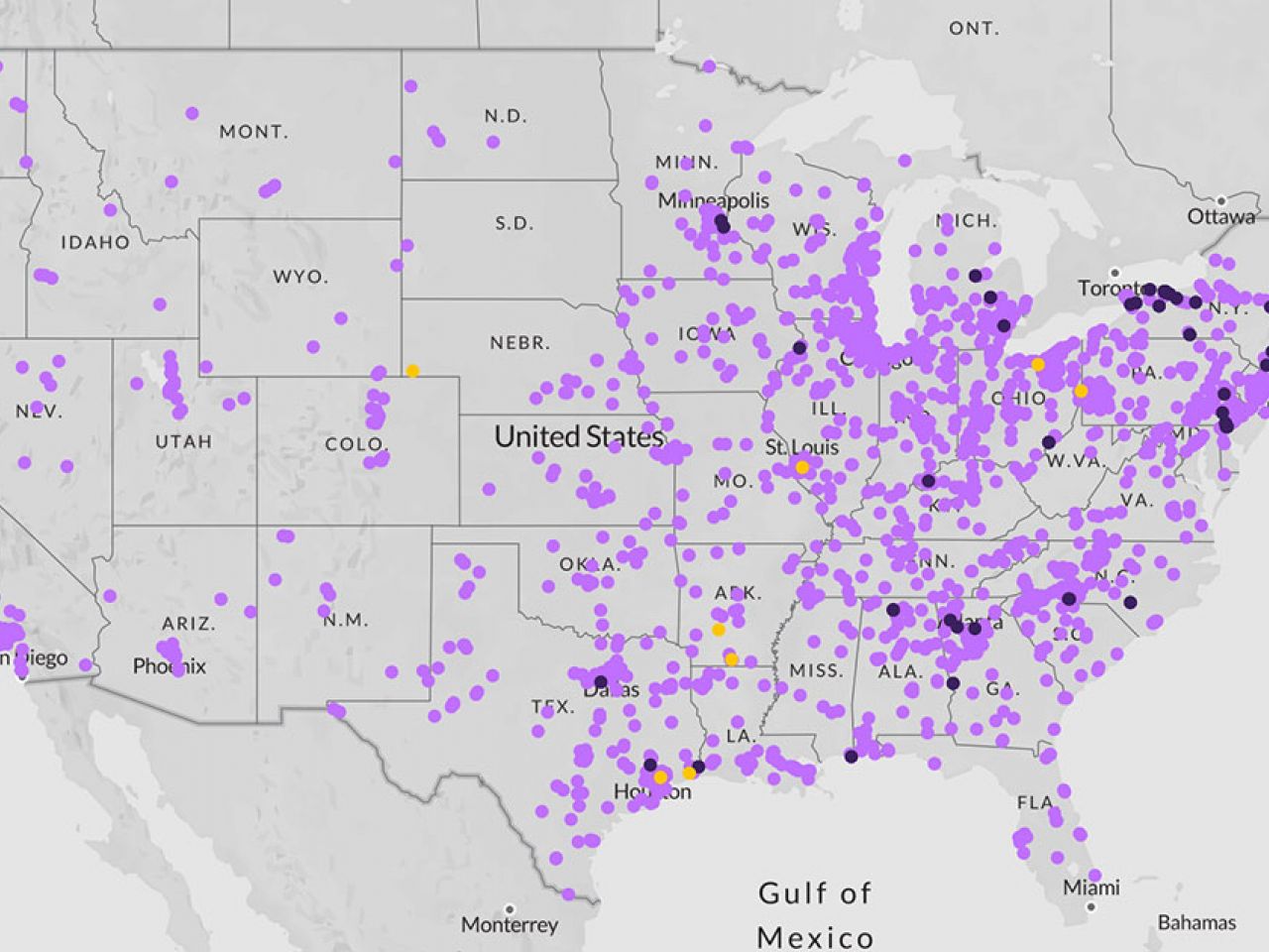 Industrial discharge PFAS map