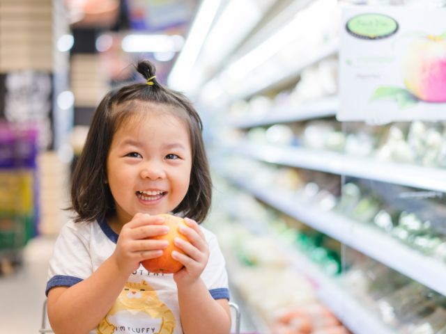 Child eating apple