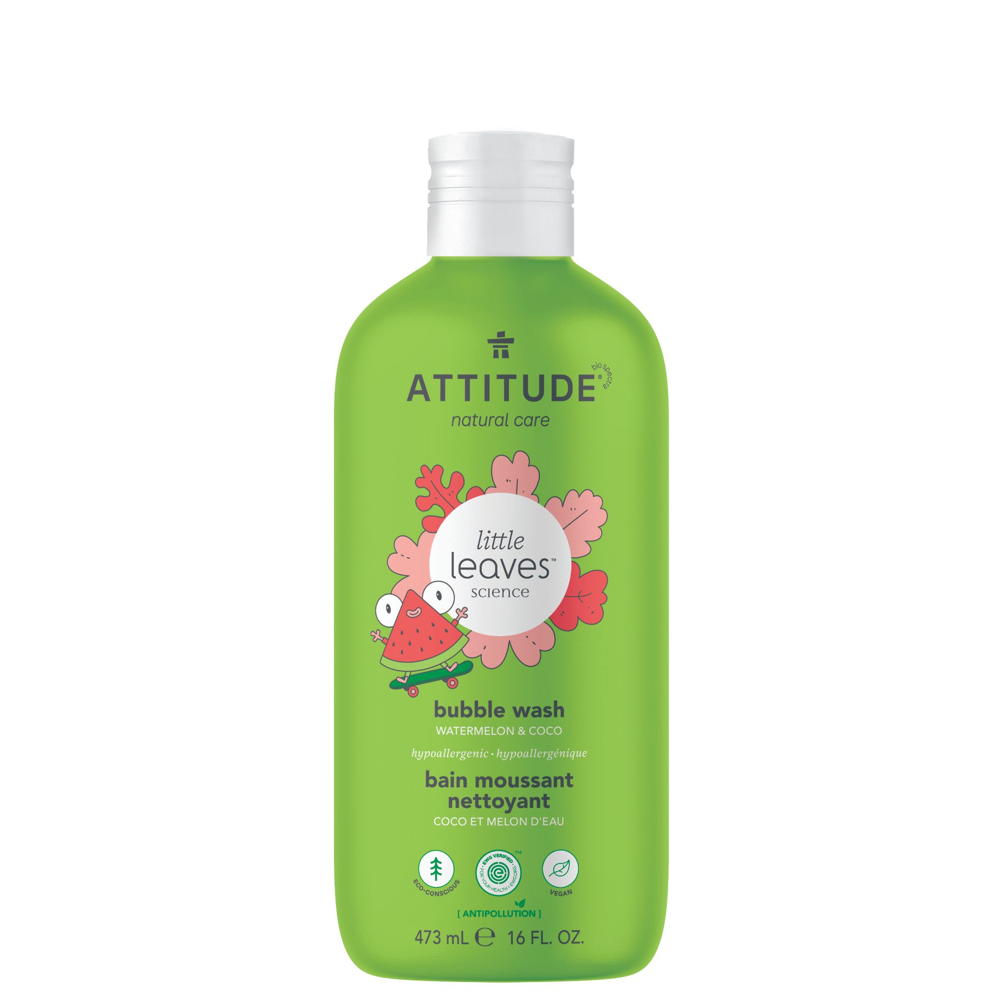 ATTITUDE Little Leaves Bubble Wash, Watermelon & Coco