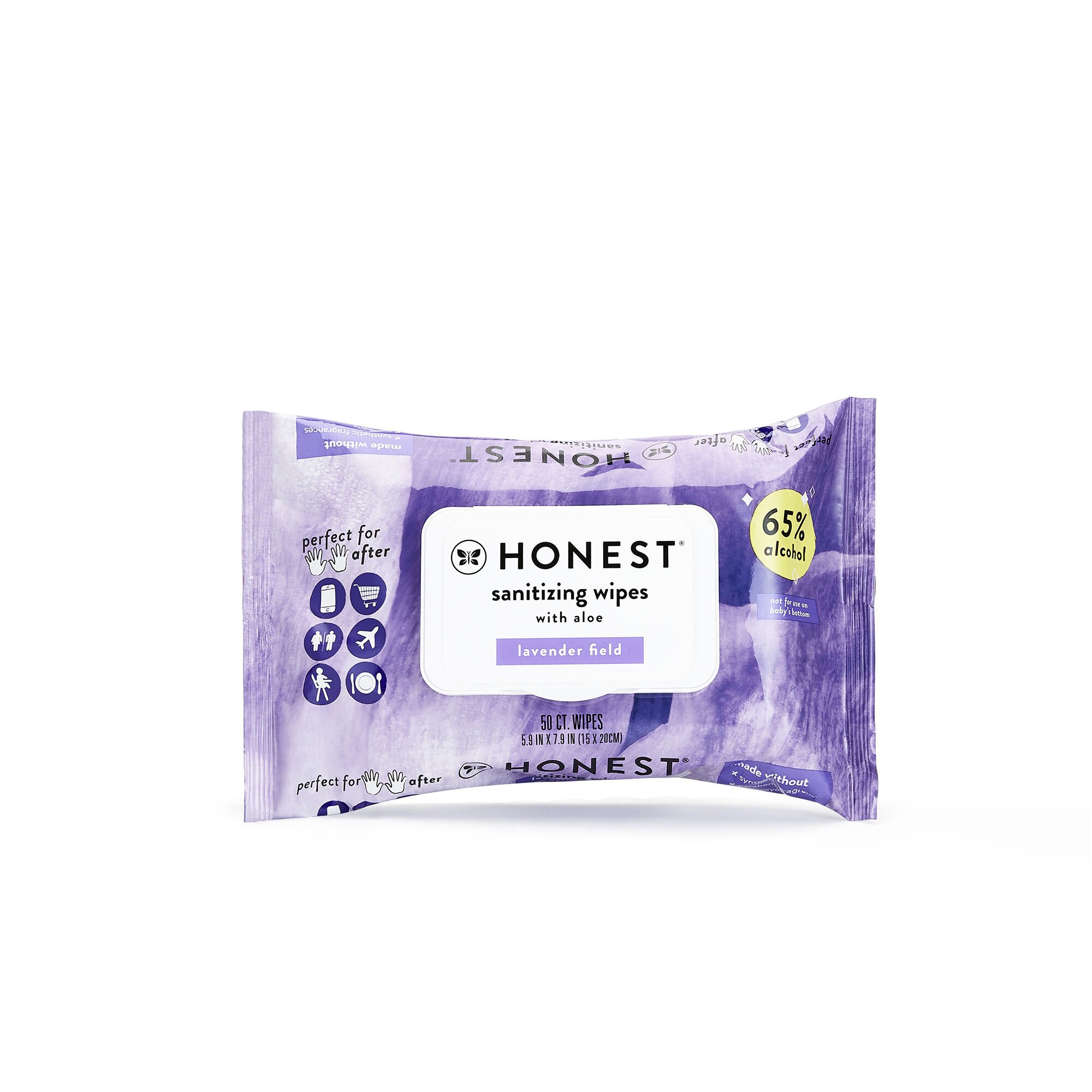 Honest Sanitizing Alcohol Wipes, Lavender Field