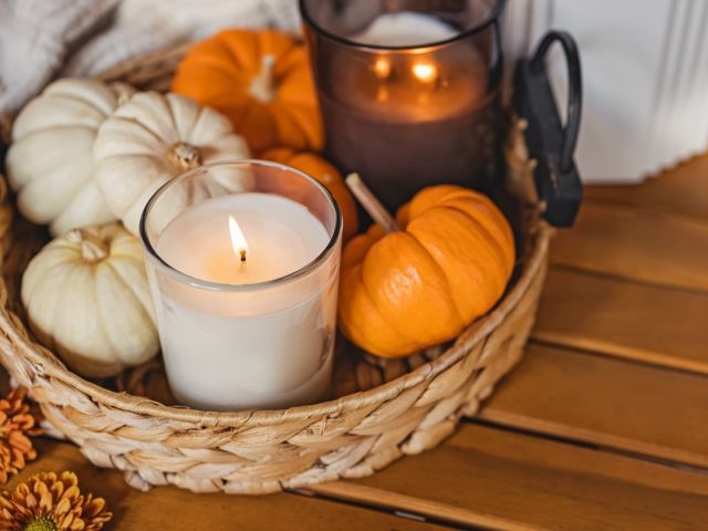 Candles and pumpkins